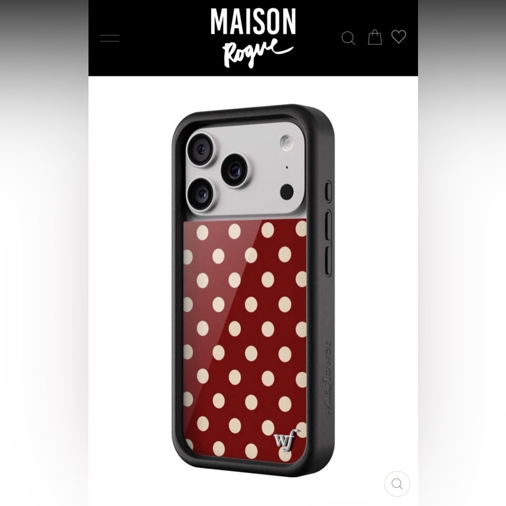 Wildflower Cases Polka Dot Burgundy and Cream iPhone 17 Pro Case NIB